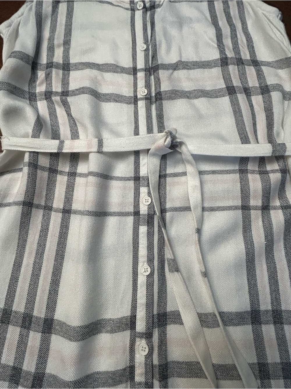 Cupcakes & Cashmere Woman’s Sleeveless White & Gray Plaid Dress w Tie Belt SZ S - Picture 6 of 11
